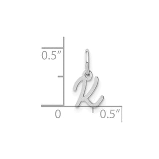 14K White Gold Upper case Letter K Initial Charm