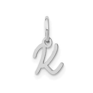 14K White Gold Upper case Letter K Initial Charm