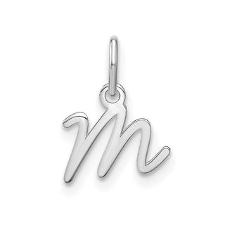14K White Gold Upper case Letter M Initial Charm