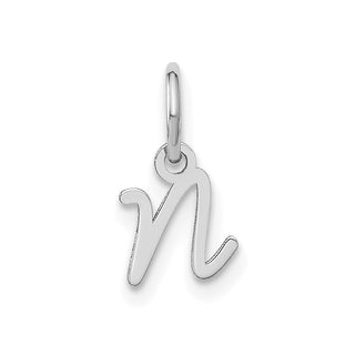 14K White Gold Upper case Letter N Initial Charm