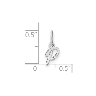 14K White Gold Upper case Letter P Initial Charm