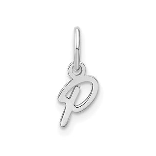 14K White Gold Upper case Letter P Initial Charm