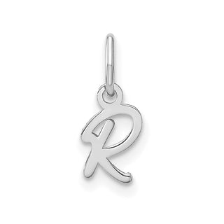 14K White Gold Upper case Letter R Initial Charm