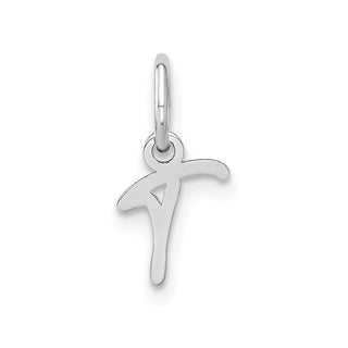 14K White Gold Upper case Letter T Initial Charm