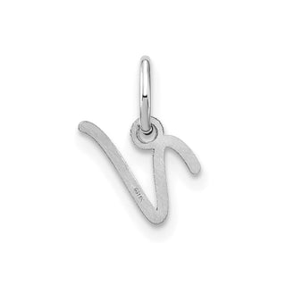 14K White Gold Upper case Letter V Initial Charm