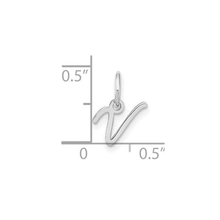 14K White Gold Upper case Letter V Initial Charm