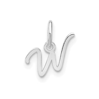 14K White Gold Upper case Letter W Initial Charm