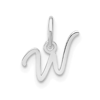 14K White Gold Upper case Letter W Initial Charm