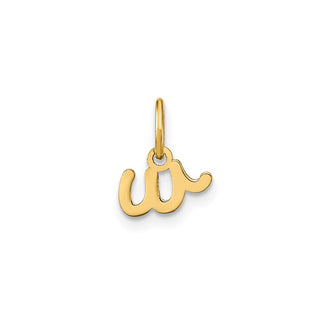 14k Yellow Gold Lower Case Letter W Initial Charm