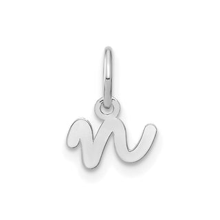 14k White Gold Lower Case Letter N Initial Charm