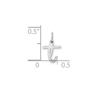14k White Gold Lower Case Letter T Initial Charm