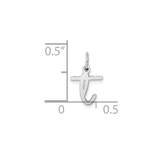 14k White Gold Lower Case Letter T Initial Charm
