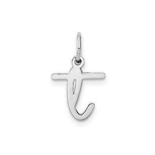 14k White Gold Lower Case Letter T Initial Charm