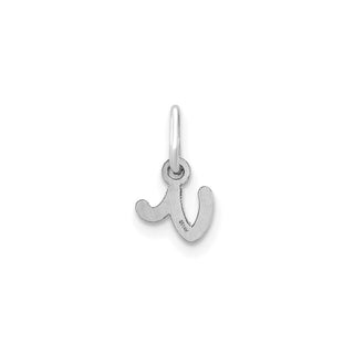 14k White Gold Lower Case Letter V Initial Charm