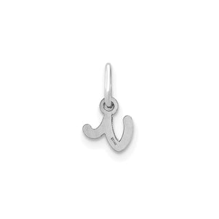 14k White Gold Lower Case Letter V Initial Charm