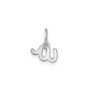 14k White Gold Lower Case Letter W Initial Charm