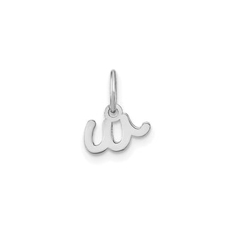 14k White Gold Lower Case Letter W Initial Charm