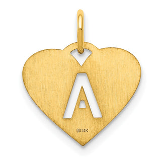 14k Yellow Gold Initial Letter A Initial Heart Charm
