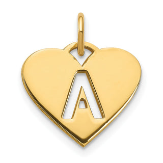 14k Yellow Gold Initial Letter A Initial Heart Charm