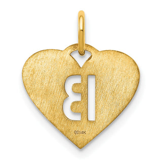 14k Yellow Gold Initial Letter B Initial Heart Charm