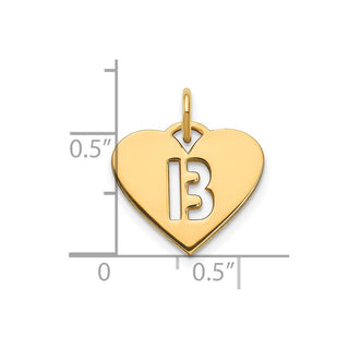 14k Yellow Gold Initial Letter B Initial Heart Charm