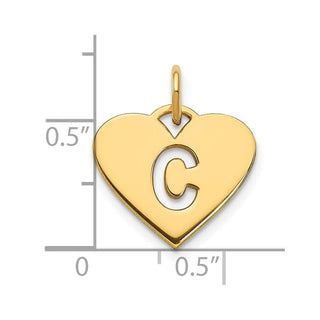 14k Yellow Gold Initial Letter C Initial Heart Charm