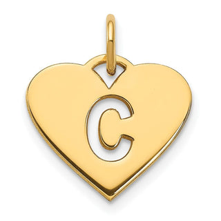 14k Yellow Gold Initial Letter C Initial Heart Charm