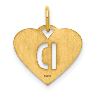 14k Yellow Gold Initial Letter D Initial Heart Charm