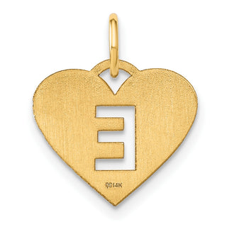 14k Yellow Gold Initial Letter E Initial Heart Charm