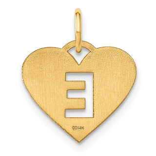 14k Yellow Gold Initial Letter E Initial Heart Charm
