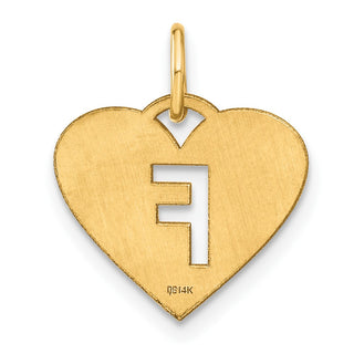 14k Yellow Gold Initial Letter F Initial Heart Charm