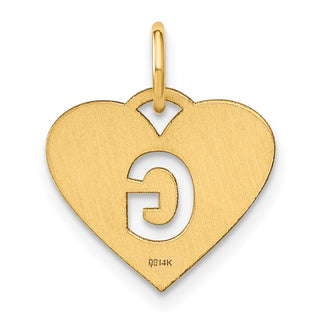 14k Yellow Gold Initial Letter G Initial Heart Charm