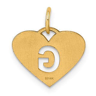 14k Yellow Gold Initial Letter G Initial Heart Charm