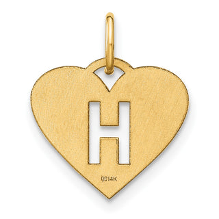 14k Yellow Gold Initial Letter H Initial Heart Charm