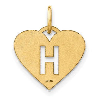 14k Yellow Gold Initial Letter H Initial Heart Charm