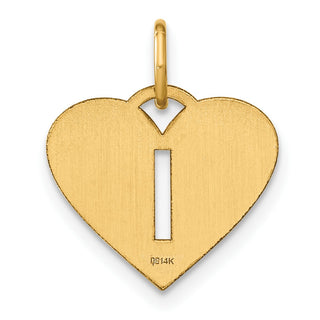 14k Yellow Gold Initial Letter I Initial Heart Charm