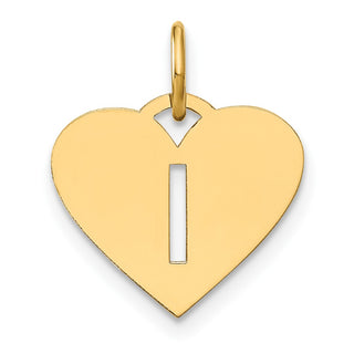 14k Yellow Gold Initial Letter I Initial Heart Charm