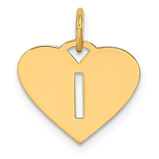 14k Yellow Gold Initial Letter I Initial Heart Charm