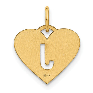 14k Yellow Gold Initial Letter J Initial Heart Charm