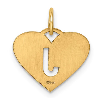 14k Yellow Gold Initial Letter J Initial Heart Charm