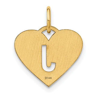 14k Yellow Gold Initial Letter J Initial Heart Charm