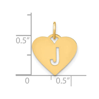 14k Yellow Gold Initial Letter J Initial Heart Charm