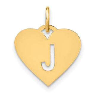 14k Yellow Gold Initial Letter J Initial Heart Charm