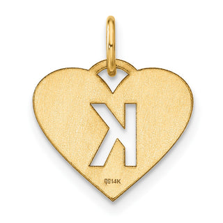 14k Yellow Gold Initial Letter K Initial Heart Charm
