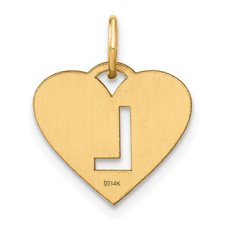 14k Yellow Gold Initial Letter L Initial Heart Charm