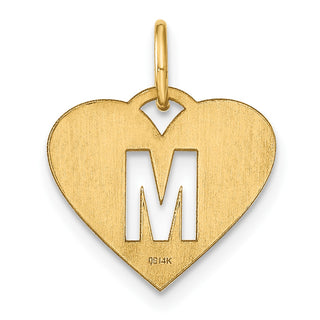 14k Yellow Gold Initial Letter M Initial Heart Charm