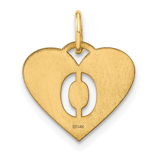 14k Yellow Gold Initial Letter O Initial Heart Charm