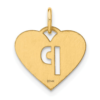14k Yellow Gold Initial Letter P Initial Heart Charm