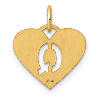 14k Yellow Gold Initial Letter Q Initial Heart Charm