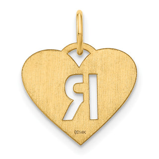 14k Yellow Gold Initial Letter R Initial Heart Charm